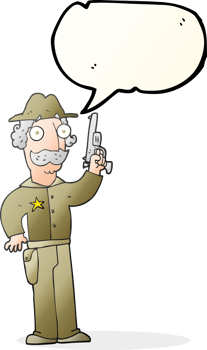 hand drawn speech bubble cartoon sheriff png