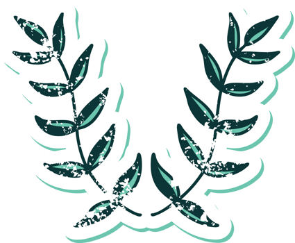 iconic distressed sticker tattoo style image of a laurel png