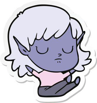 sticker of a cartoon elf girl png