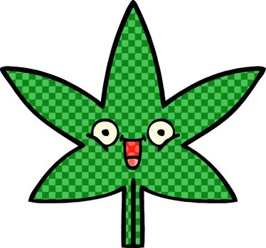 comic book style cartoon of a marijuana leaf png