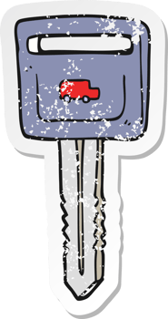 retro distressed sticker of a cartoon car key png