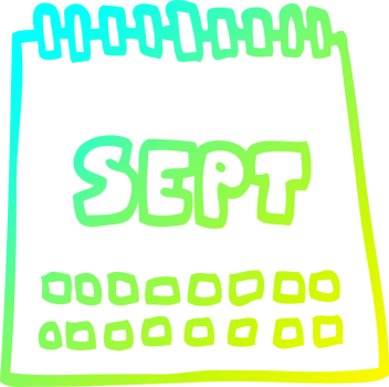 cold gradient line drawing of a cartoon calendar showing month of september png