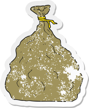 retro distressed sticker of a cartoon tied sack png
