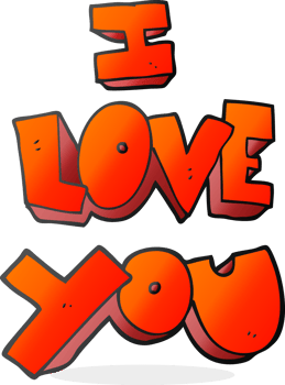 I love you  hand drawn cartoon symbol png