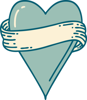 iconic tattoo style image of a heart and banner png