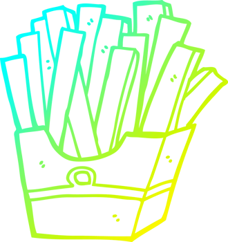cold gradient line drawing of a cartoon fries png