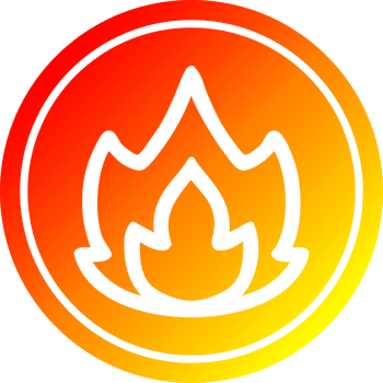 simple flame circular icon with warm gradient finish png