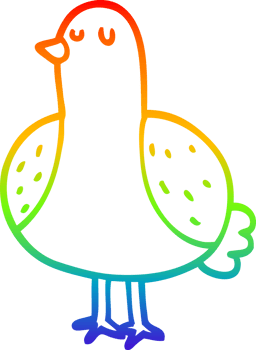 rainbow gradient line drawing of a cartoon bird png