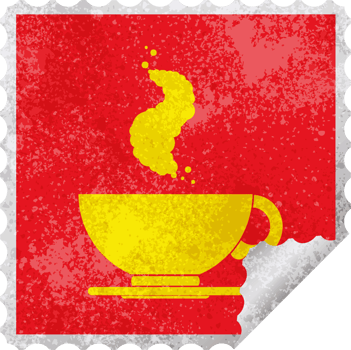 hot cup of coffee square peeling sticker png