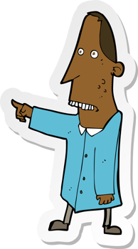 sticker of a cartoon ugly man pointing png