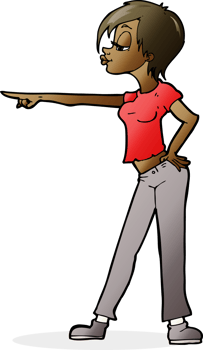 cartoon hip woman pointing png