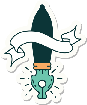 sticker of a tattoo style fountain pen png