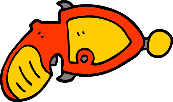 hand drawn doodle style cartoon ray gun png