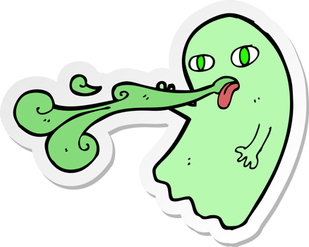 sticker of a funny cartoon ghost png
