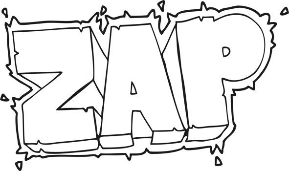 hand drawn black and white cartoon zap symbol png