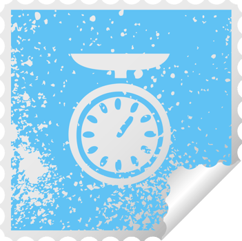distressed square peeling sticker symbol of a weighing scale png