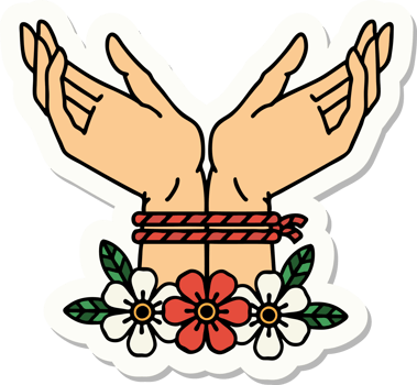 sticker of tattoo in traditional style of hands tied png