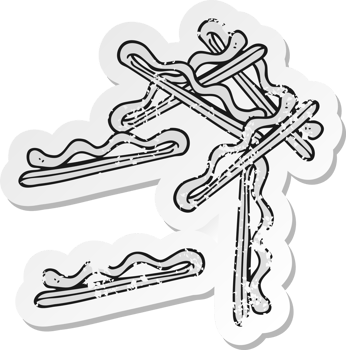 retro distressed sticker of a cartoon hair clips png