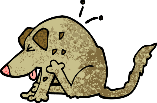 grunge textured illustration cartoon dog scratching png