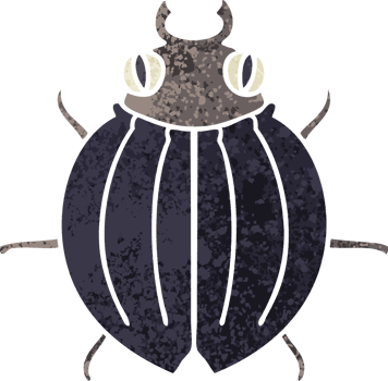 retro illustration style quirky cartoon beetle png