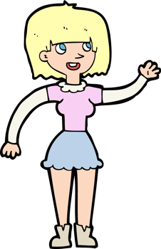 cartoon girl waving png