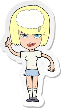 sticker of a cartoon woman with idea png