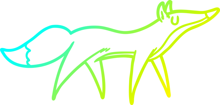 cold gradient line drawing of a cartoon fox png