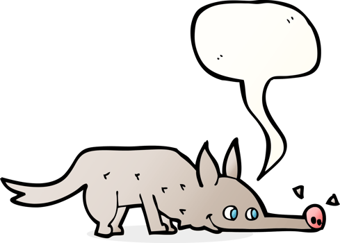 cartoon dog sniffing floor with speech bubble png