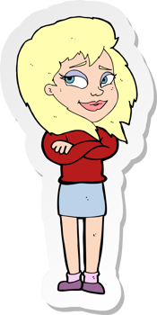 sticker of a cartoon woman with crossed arms png
