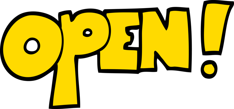 hand drawn doodle style cartoon open sign png