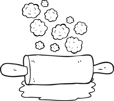 hand drawn black and white cartoon rolling pin png