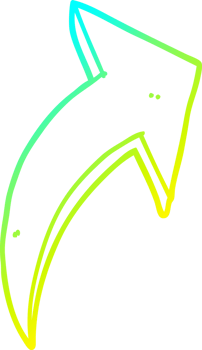 cold gradient line drawing of a cartoon pointing arrow png