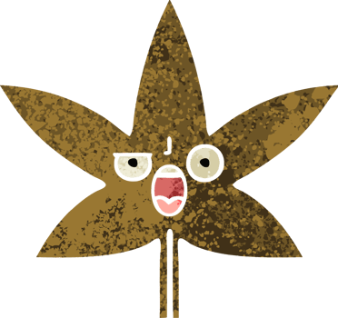 retro illustration style cartoon of a autumnal leaf png