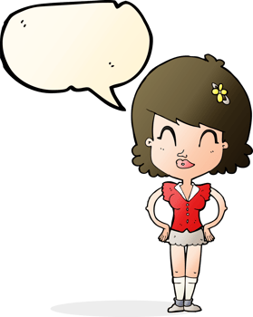 cartoon happy woman with speech bubble png