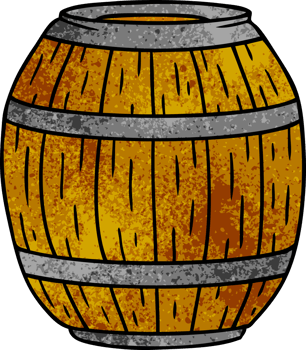 hand drawn textured cartoon doodle of a wooden barrel png
