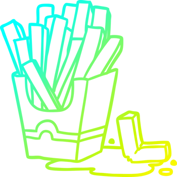 cold gradient line drawing of a junk food fries png