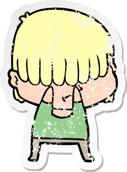 distressed sticker of a cartoon boy with untidy hair png