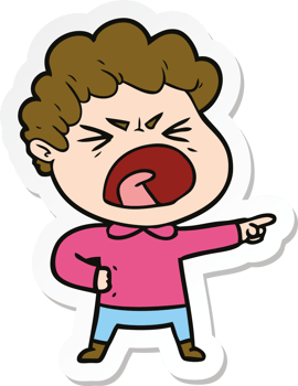 sticker of a cartoon furious man png