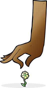 cartoon hand picking flower png