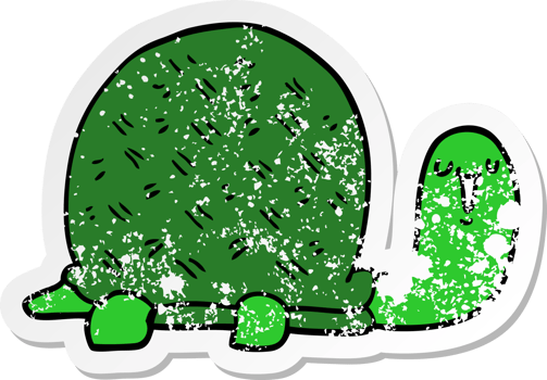 distressed sticker of a cute cartoon turtle png