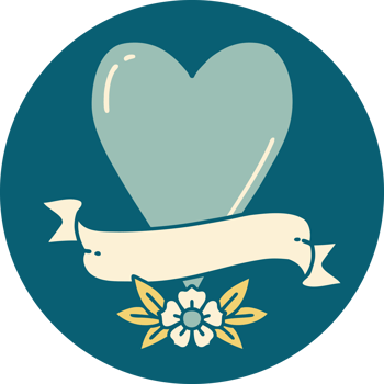 iconic tattoo style image of a heart and banner png
