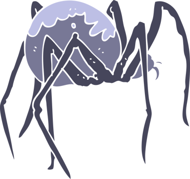 flat color illustration of creepy spider png