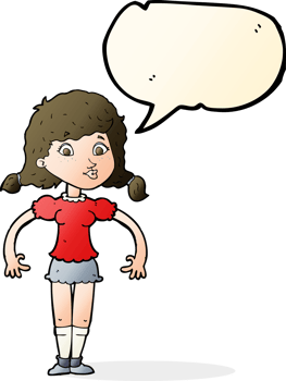 cartoon pretty girl with speech bubble png