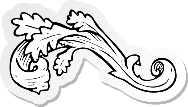 sticker of a traditional hand drawn floral swirl png