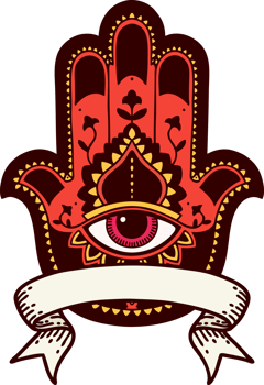 traditional tattoo with banner of a hamza png