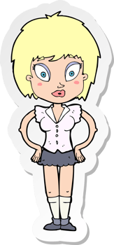 sticker of a cartoon pretty girl png