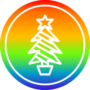 christmas tree circular icon with rainbow gradient finish png