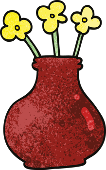 cartoon doodle flower vase png