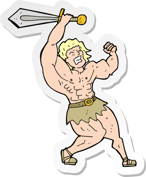 sticker of a cartoon barbarian hero png