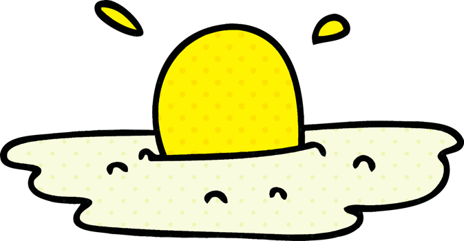 comic book style quirky cartoon fried egg png